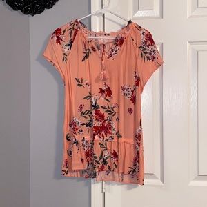 Coral Floral Blouse